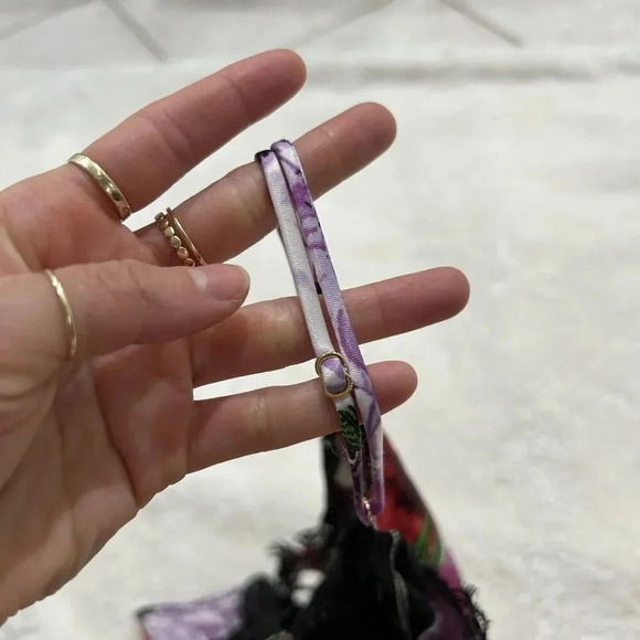 Victoria's Secret Top Womens S Multicolor Floral Satin Open Lace Back Sexy - Picture 6 of 6